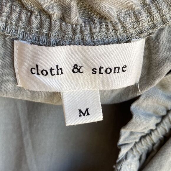 NWT Anthro Cloth & Stone Raglan Ruffle Neck Blouse in Blue/Green Size: M - Picture 11 of 16